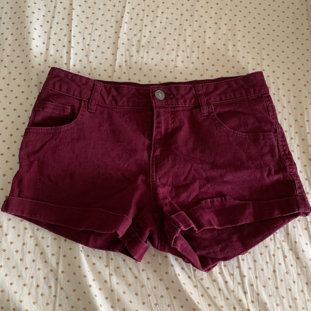 Ambiance Apparel Mini Shorts Burgundy